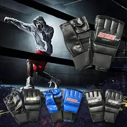 Guantoni da boxe mezze dita in pelle PU MMA Fighting Kick Boxing guanti Karate Muay Thai Training Workout guanti da uomo