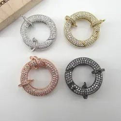 APDGG 25x25mm Gold plated Cubic Zircon CZ Micro Pave Circle Clasp Pendant Necklace Bracelet Jewelry Making DIY