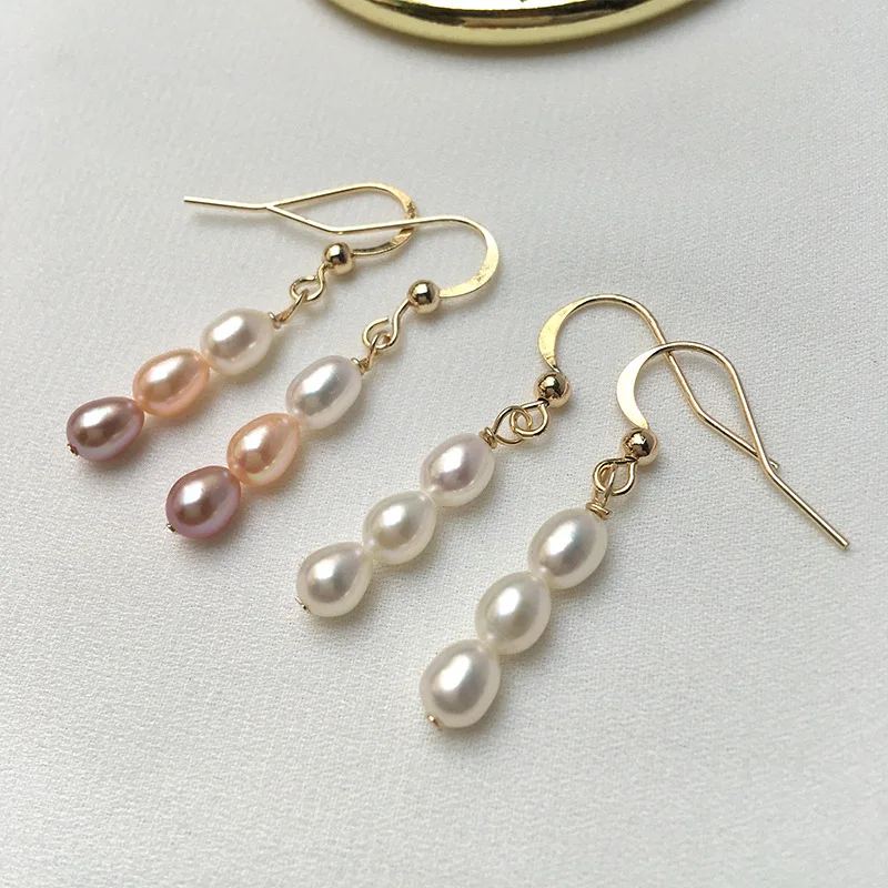 kshmir 2021 New natural freshwater pearl long earrings fashion simple tassel ear hook jewelry pearl size 5-6mm