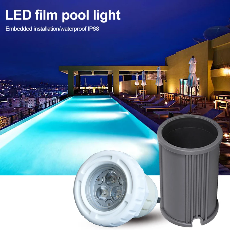 6pcs/lot ABS LED Pool lights AC12V Concrete surface mounted Submersible lamp IP68 Waterproof Recessed 3w 6w Swimming Pool lamp