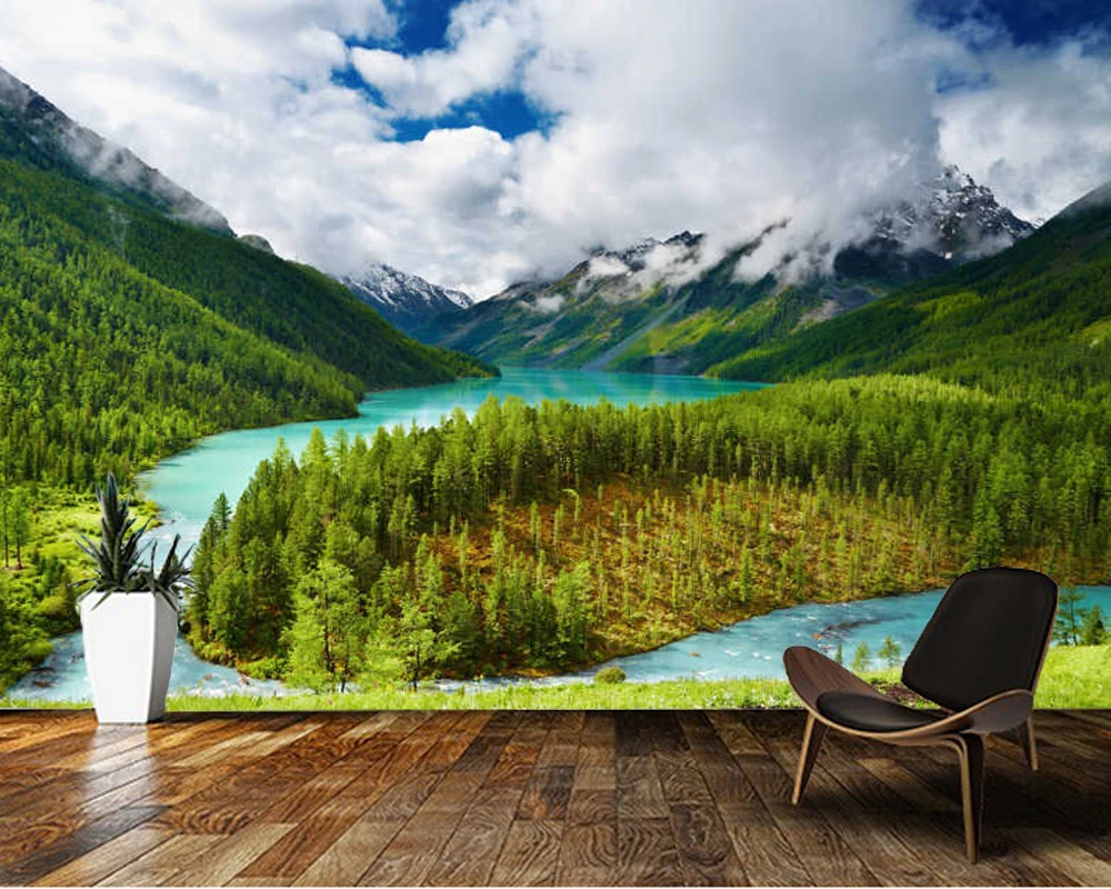 

Papel de parede Beautiful lake in the mountains natural landscape 3d wallpaper,living room bedroom wall papers home decor mural