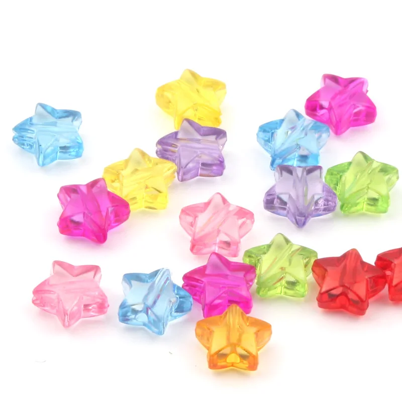 50pcs/lot Mixed Color Transparent Star Shape Beads Loose Spacer Acrylic Beads for Jewelry Making Bracelet Charms Diy Accessories