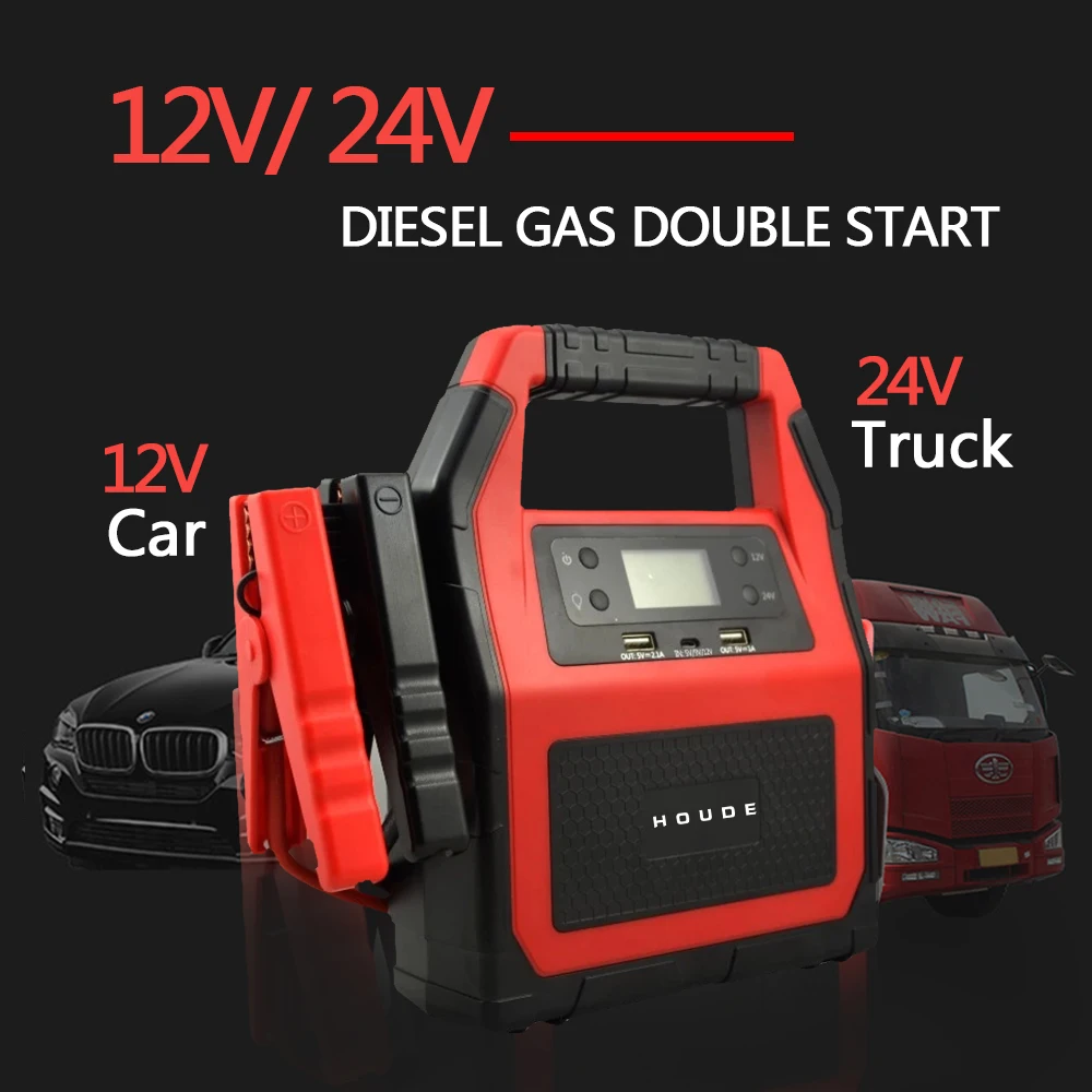 

Rig Truck 46800mAh Booster Jump Starter For 12V Car 24V Truck Diesel Gas Double Can Start Van/Bus/Tank/Pickup/Tanker/Excavator