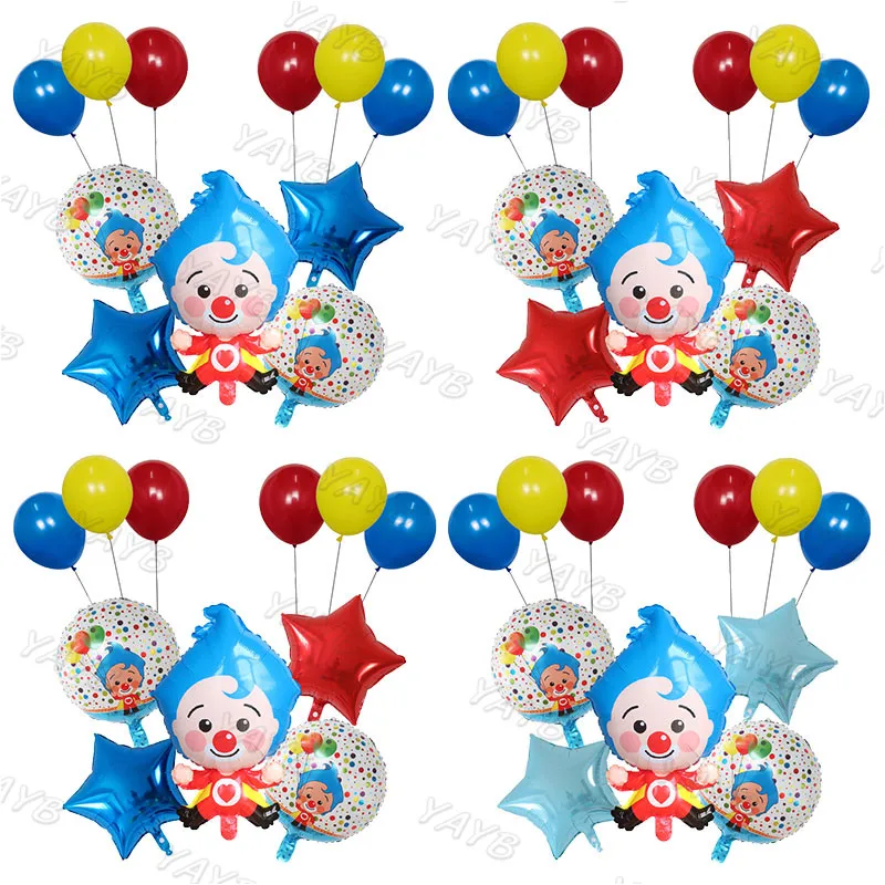 11Pcs Plim Clown Balloons Set Cartoon Droll Star Latex Globo Children's Birthday Party Baby Shower Home Decorations Kid Toy Gift