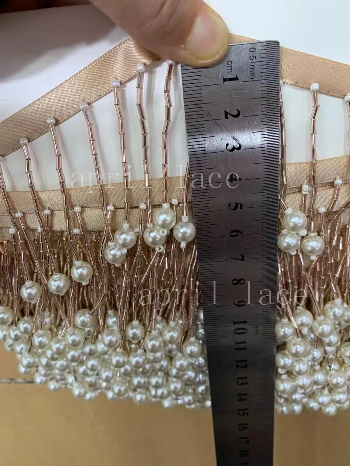 

ss014 # 10yards one bag 5cm nude gold fringe tassel for bridal gown wedding/dress decoration