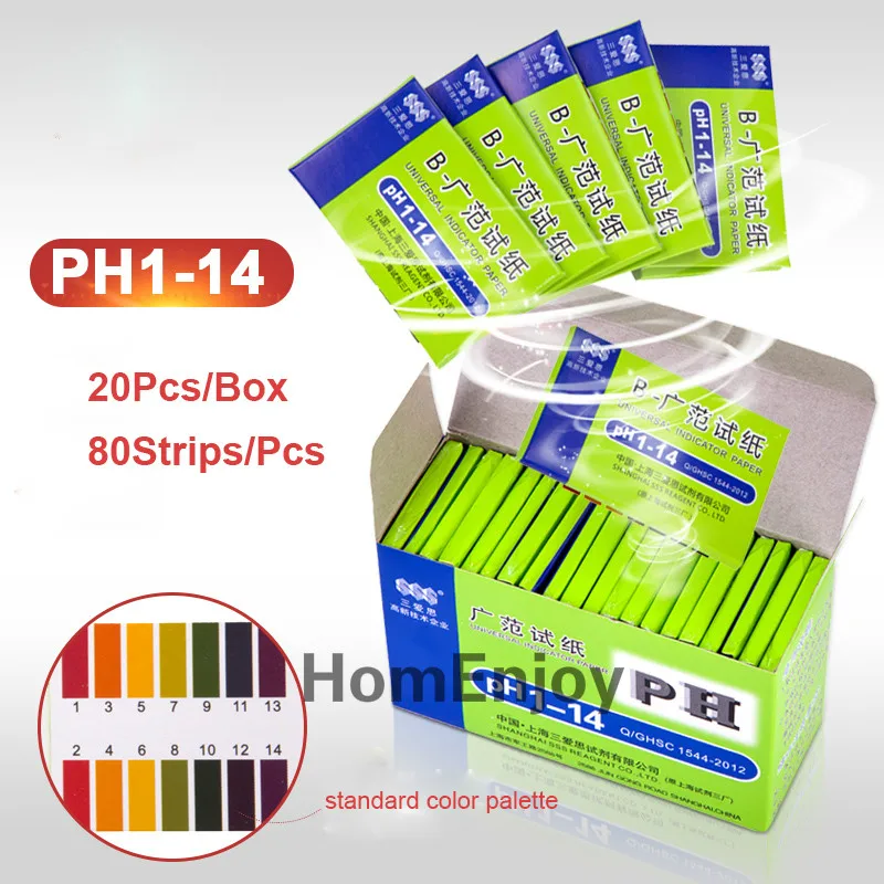 

20 Pack/LOT 80 Strips/Pack PH Test Indicator Strips Aquarium Pond Water Testing PH Litmus Paper Full Range 1-14 Alkaline Acid