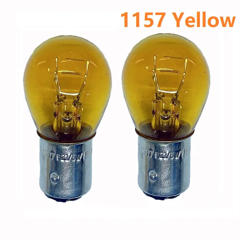 Led Bulbs 1157 BAY15D P21/5W Led BA15D Glass halogen for Car bulbs Turn Signal Lamp Yellow Auto Light Brake Backup Lamp DC 12V