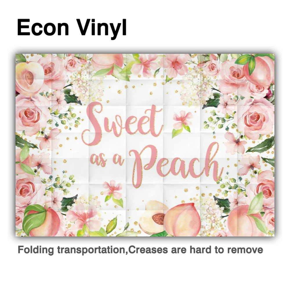 Allenjoy Birthday Party Backdrop Sweet As A Peach Pink Flowers Fruits Gold Dots Shower Party Decoration Background Photocall