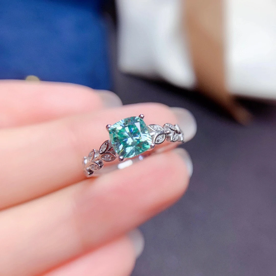 Imagem -06 - Anel de Moissanite Verde Crepitante Mais Novo Anel de Noivado para Mulheres Joia para Casamento Prata 925 Presente de Aniversário Joia com Almofada