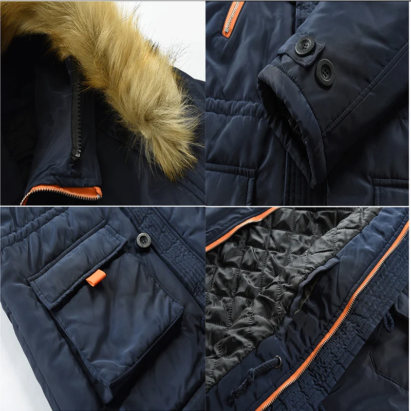 Winter Parkas Men Mid-Length Cotton Padded Warm Coat Casual Faux Fur Hooded Jacket Windbreaker Men Plus Size 8XL ropa de hombre