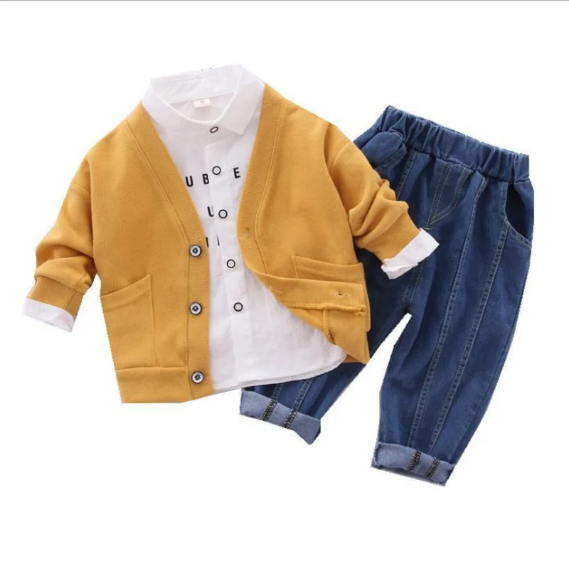 

New Autumn Baby Boys Clothes Suit Children Cotton Jacket Shirt Pants 3 Piece Set Toddler Fashion Costume Infant Kids Tracksuits