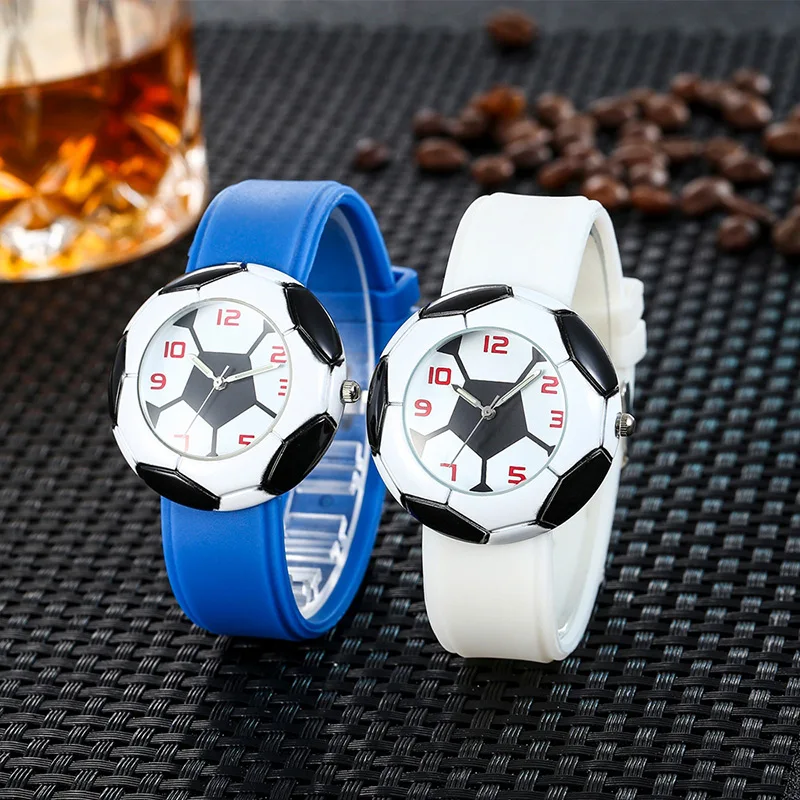 Sports Soccer Football Waterproof Wrist Watch Quartz Silicone Alloy Cartoon Wristwatches Gift for Men Teens Football Fans