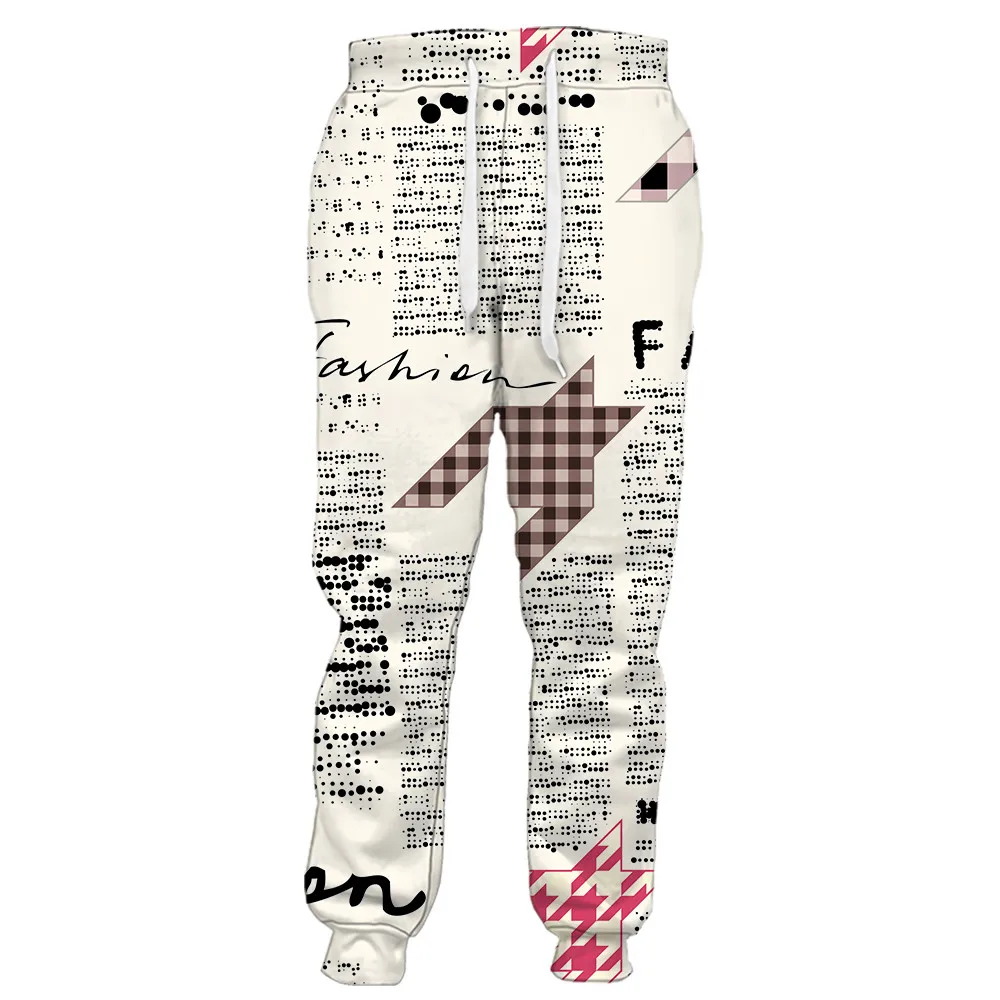 

HX Fashion 3D Trousers Newspaper Design Jogging Pants Personality DIY Sweatpants Men For Women Harajuku Streetwear