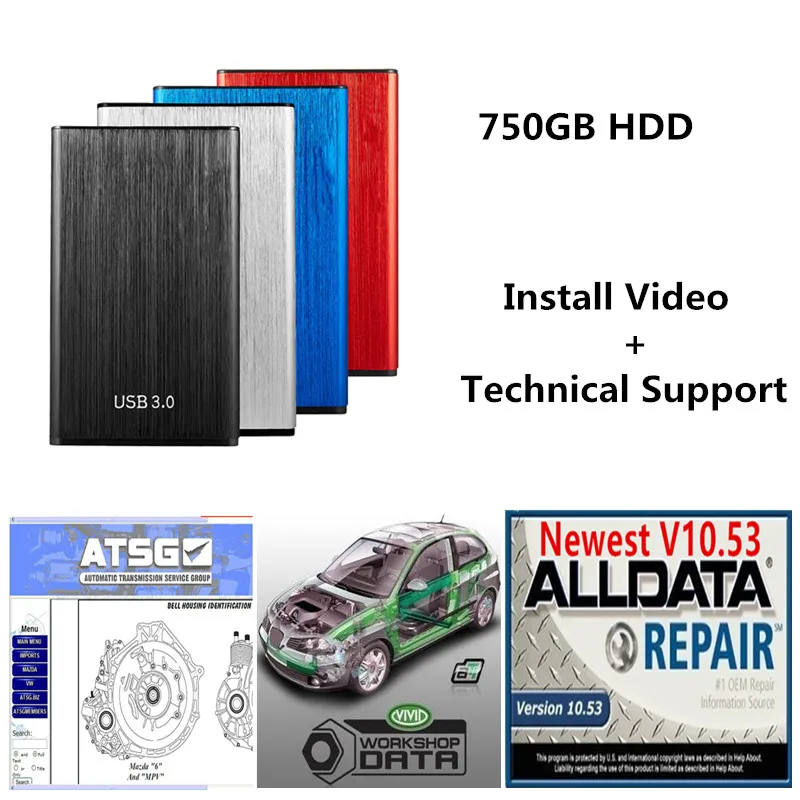 2021 Hot alldata V10.53 auto repair software  Alldata vivid atsg with tech support for cars and trucks USB 3.0