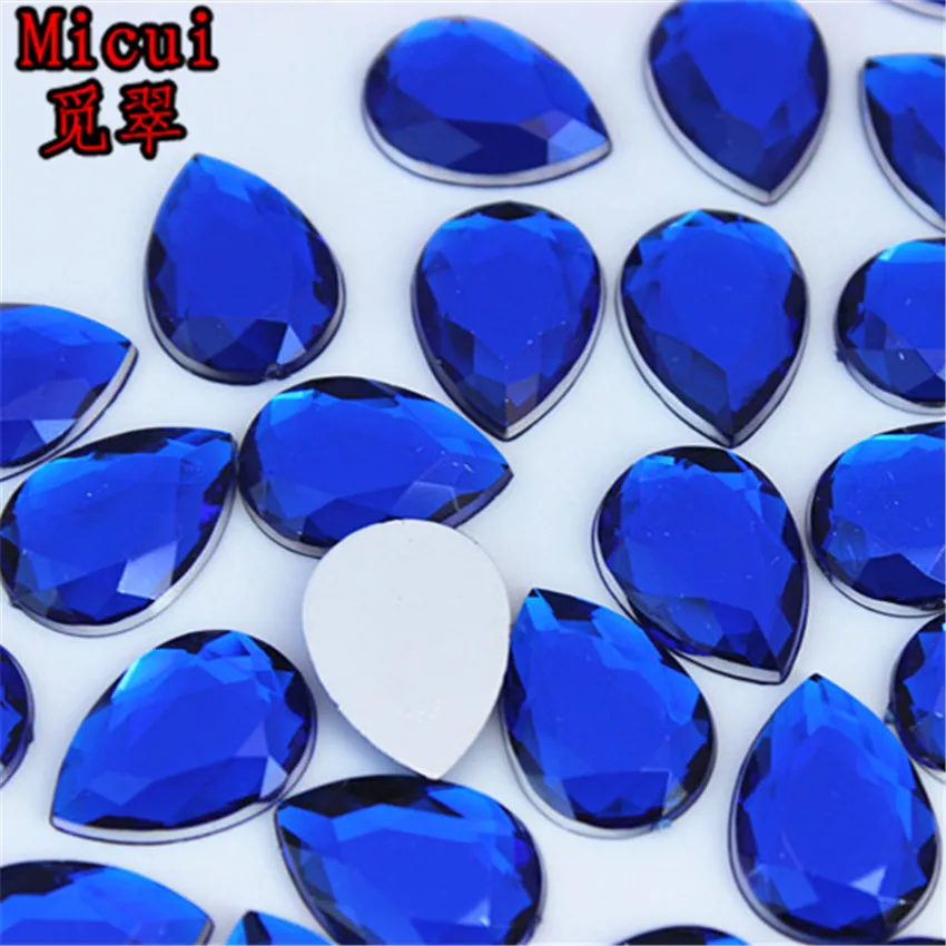 Micui 100PCS 13*18mm Crystal  Drop Rhinestone Flatback Acrylic Fancy Shape Strass Stones For Clothing Crafts Decorations ZZ452