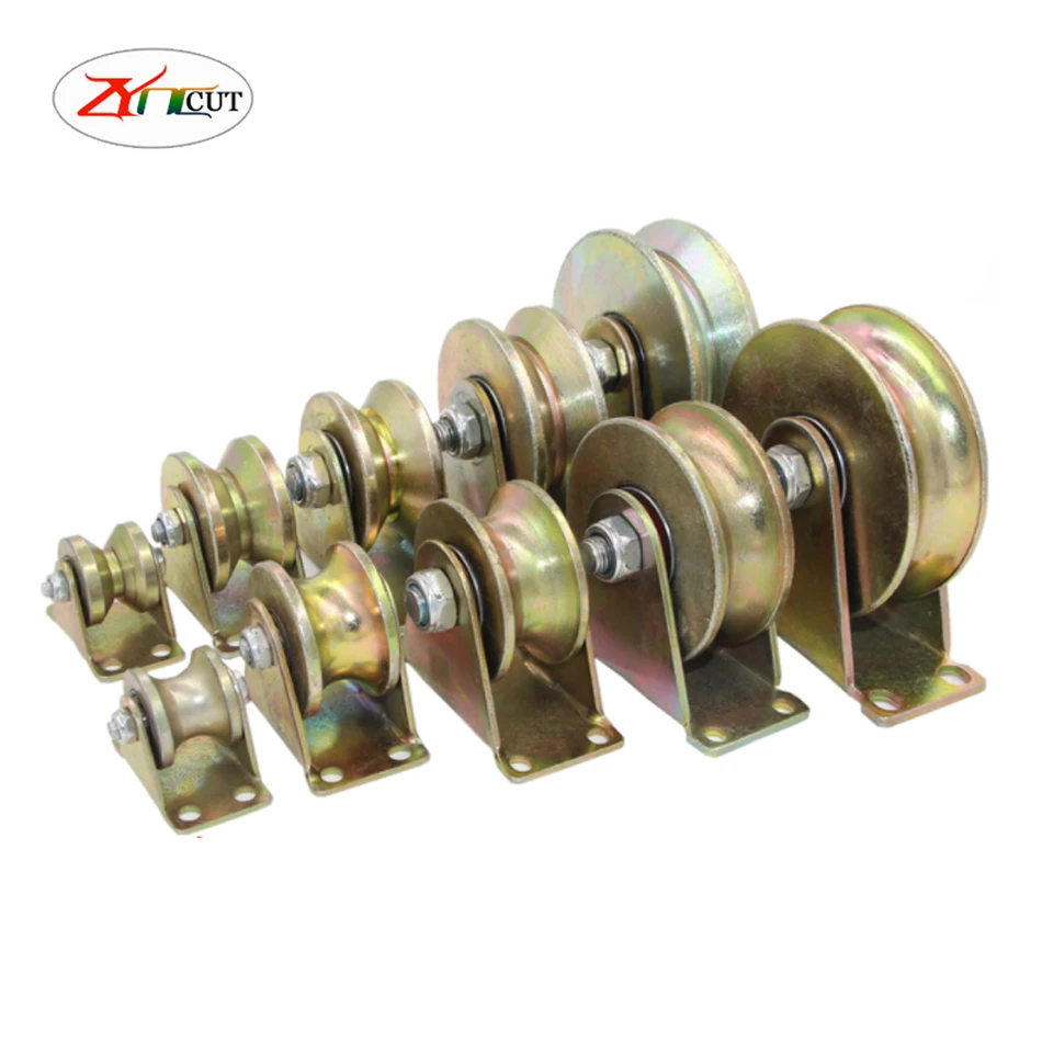 

45 steel color plated pulley track pulley V U H type groove bearing pulley door and window move angle iron round pipe roller