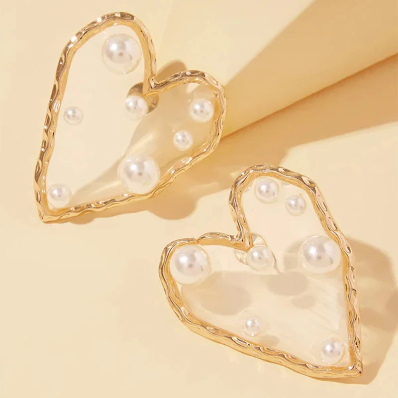 Five Pointed Star Pearl Heart Stud Earrings for Women Gothic Korean Earrings Fashion Party Wedding Accesorios Mujer 2023 Brincos