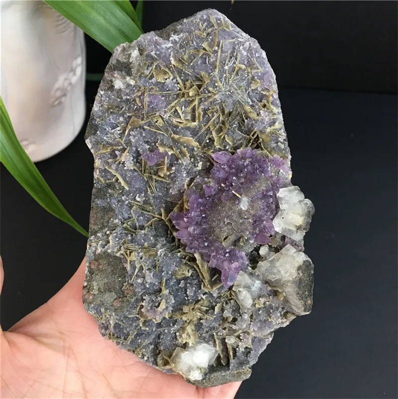 

Natural Amethyst Crystal Fish-Eye Mineral Specimen Home Dec Stone Collection