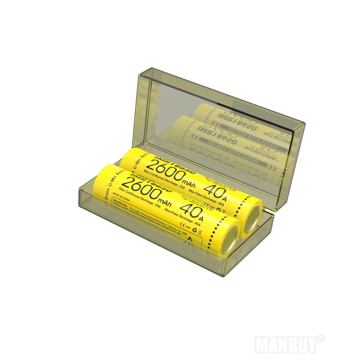 NITECORE Power IMR18650 2600mAh 40A 3.7V Li-ion Protected Rechargeable Battery High Performace for Vaping Devices 1pc Flat Top