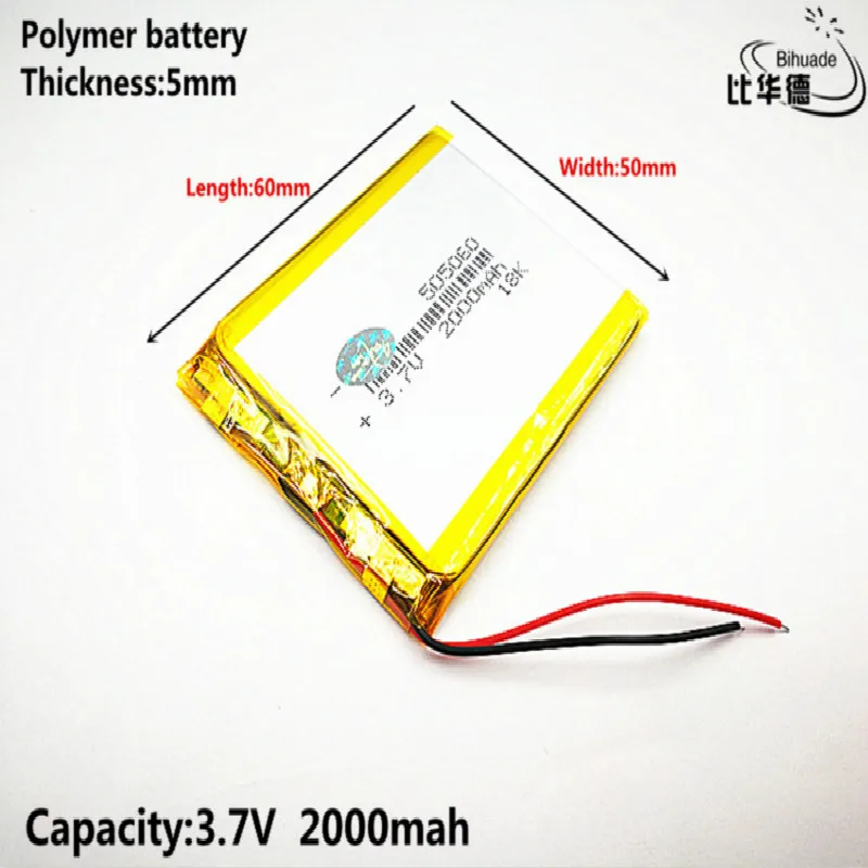 Liter-Energiebatterie Gute Qualität 3,7 V, 2000 mAh, 505060   Polymer-Lithium-Ionen-/Li-Ionen-Akku für Spielzeug, Powerbank, GPS, MP3, MP4