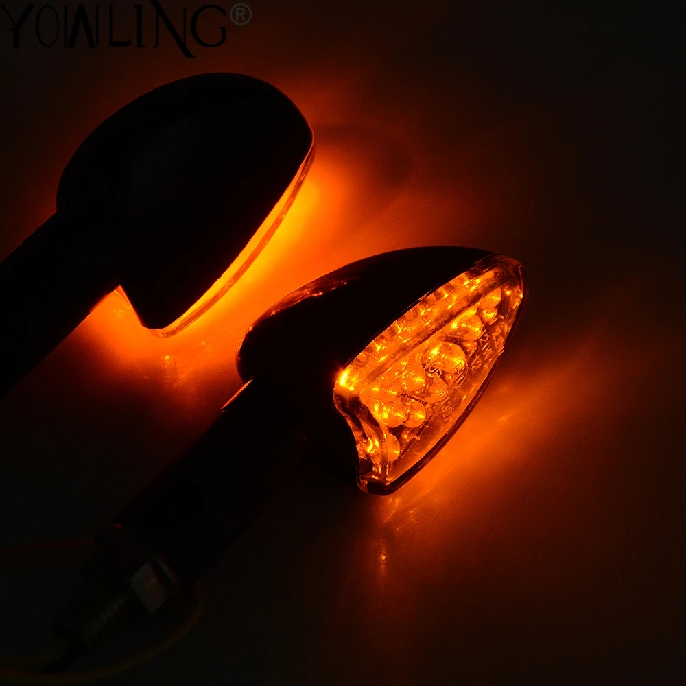 Motorcycle Turn Signal Light Flexible 12 LED Turn Signals Indicators Blinkers Flashers for Sportster XL883 XL1200 MT-10