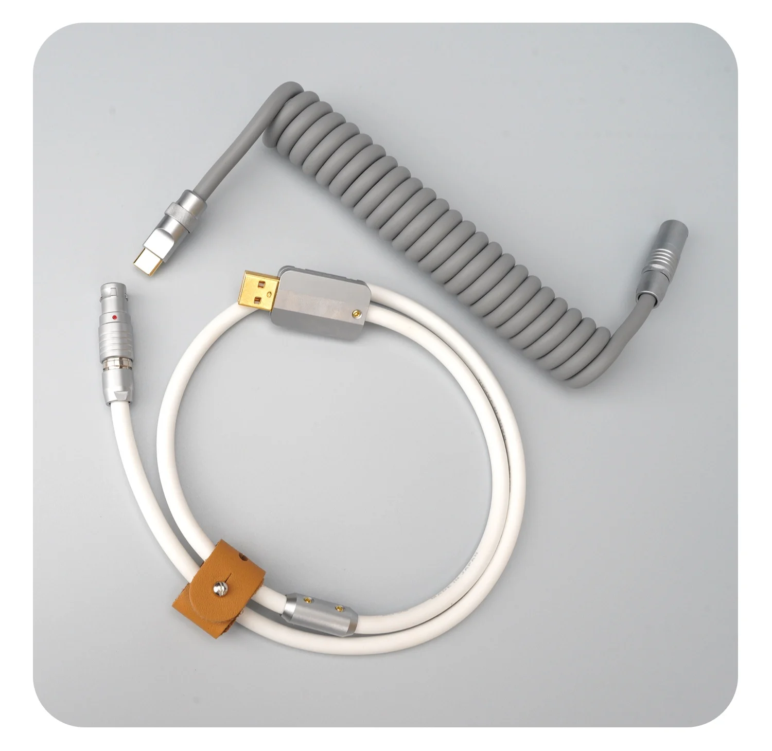 Feito à mão personalizado teclado cyberboard dados linha espiral traseira aviação plug super elástico borracha cinza