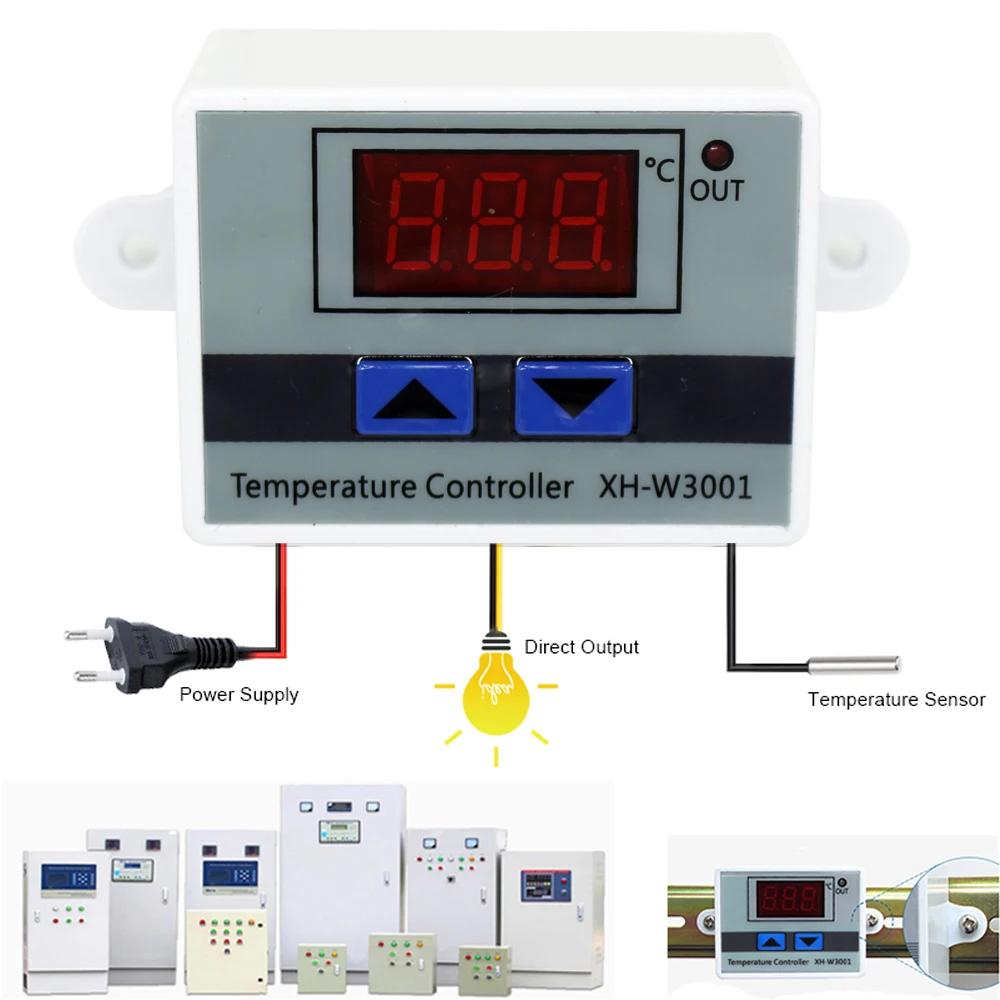 10A 12V 24V 220VAC الرقمية LED درجة الحرارة تحكم XH-W3001 ل حاضنة التبريد التدفئة التبديل ترموستات NTC الاستشعار