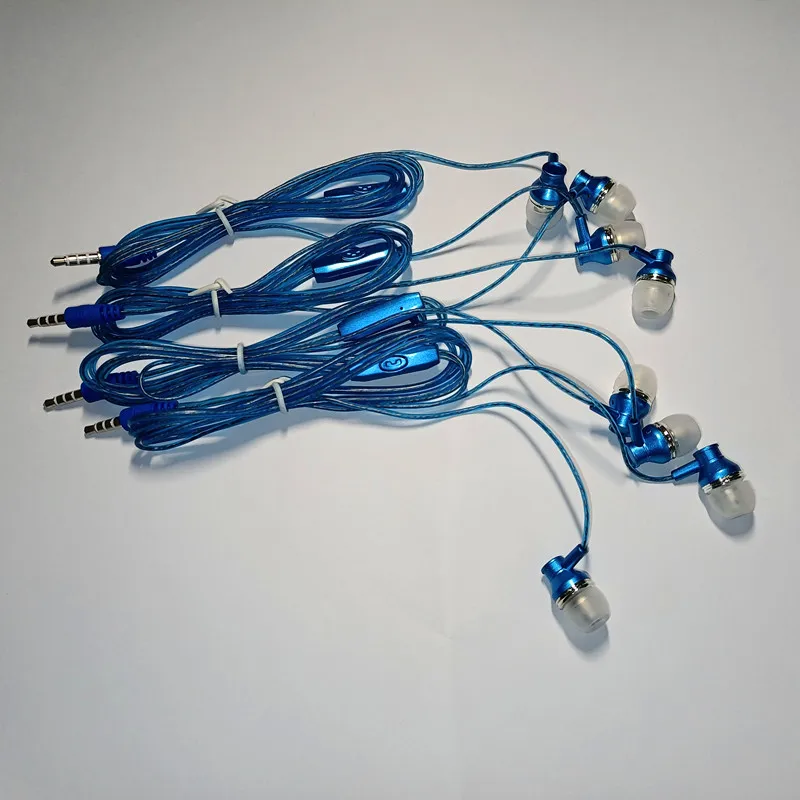 

50 Pcs Blue Portable Headphones 3.5mm In-ear Earphones Fashion Fragrance With Mic for Phone MP3