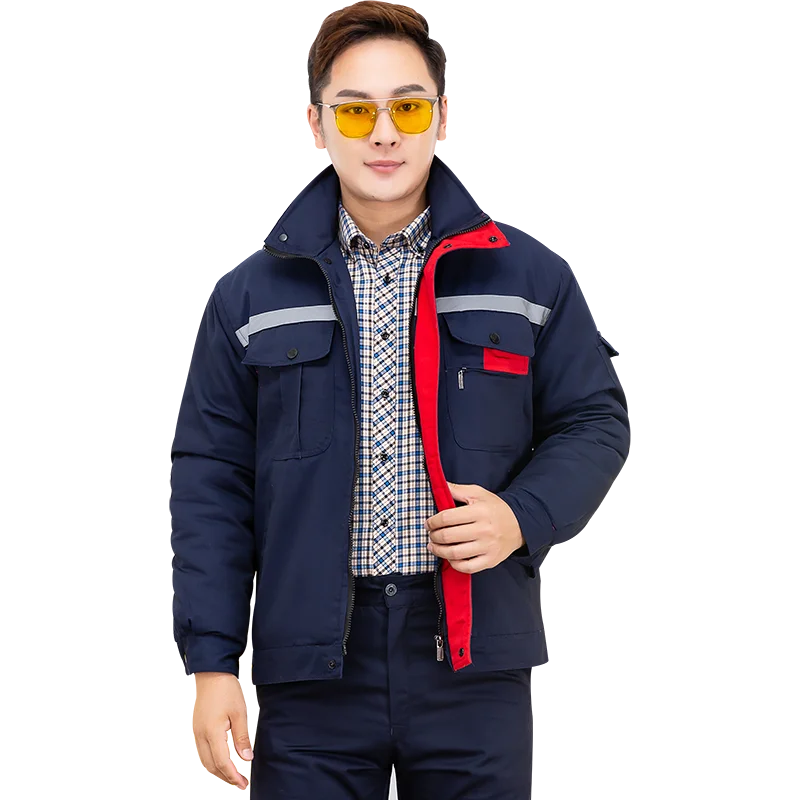 Winter Work Clothing  cotton padded Reflective wadded Jacket+Pant reflective Auto Repair Welding suit Workshop Overall Uniforms