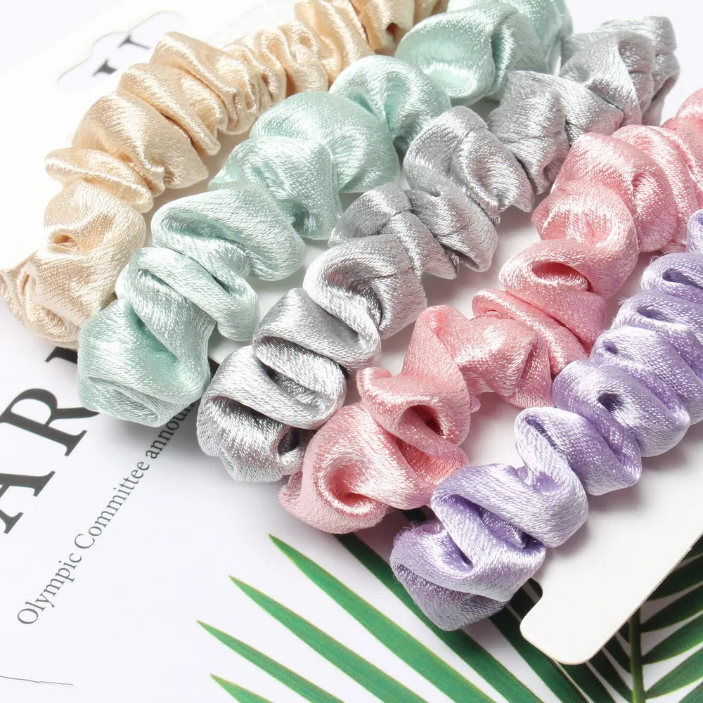 6Pack Women Elastic Hair Bands Cute Hair Ties Gum Print Girls Scrunchies Set Ponytail Holder Small Scrunchy Hair Accessories