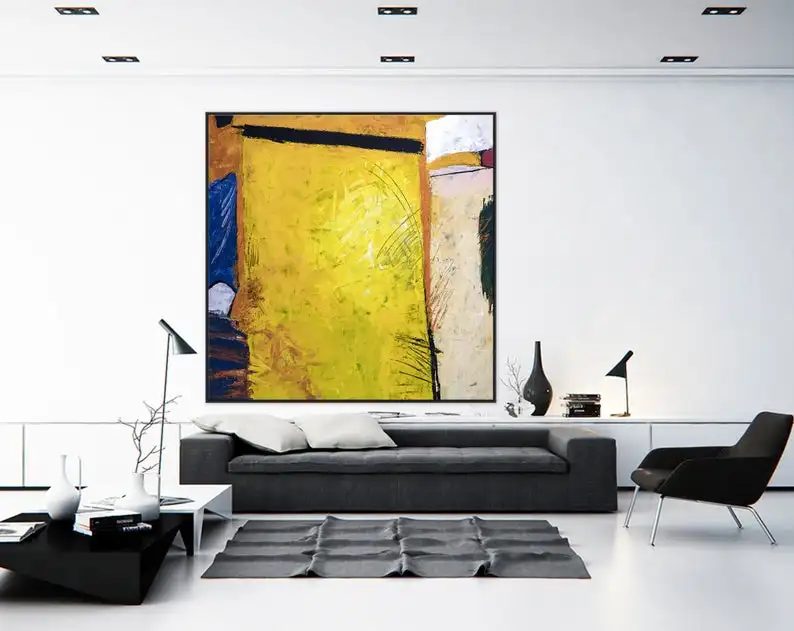 

Abstract Painting Large Wall Art Acrylic Canvas Painting Expressionism Yellow Modern Painting Wall Art On Canvas Sunshine