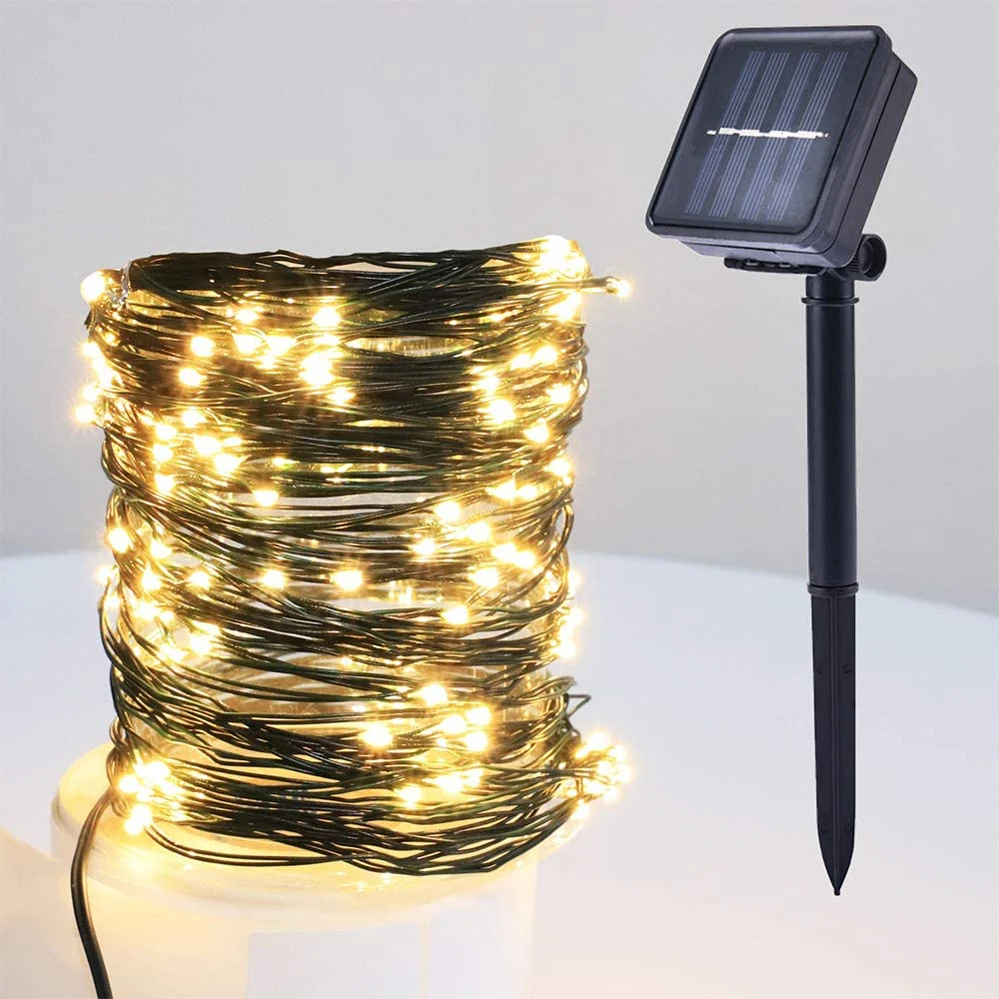 New 10M 20M Solar String Lights PVC Covered Copper Wire Light Solar Fairy Lights Warm White RGB Led String for Garden Plants