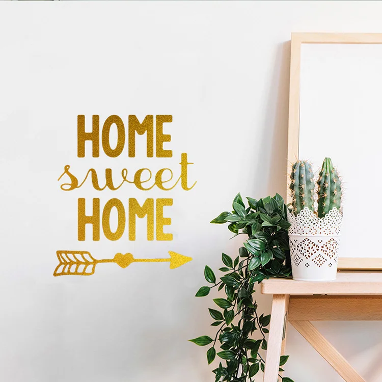 Goldene SWEET HOME Wandaufkleber Schlafzimmer Wohnzimmer Hintergrund Heimdekoration Aufkleber Kreatives Muster Selbstklebende Tapete – Detail 5