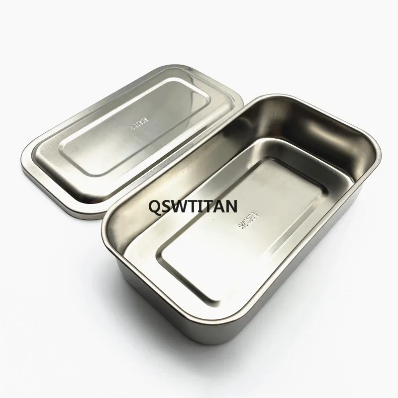 Dental Sterilization Tray Sterilization Case Box 304 Thick Stainless Steel Square Plate Cover Surgical Instruments