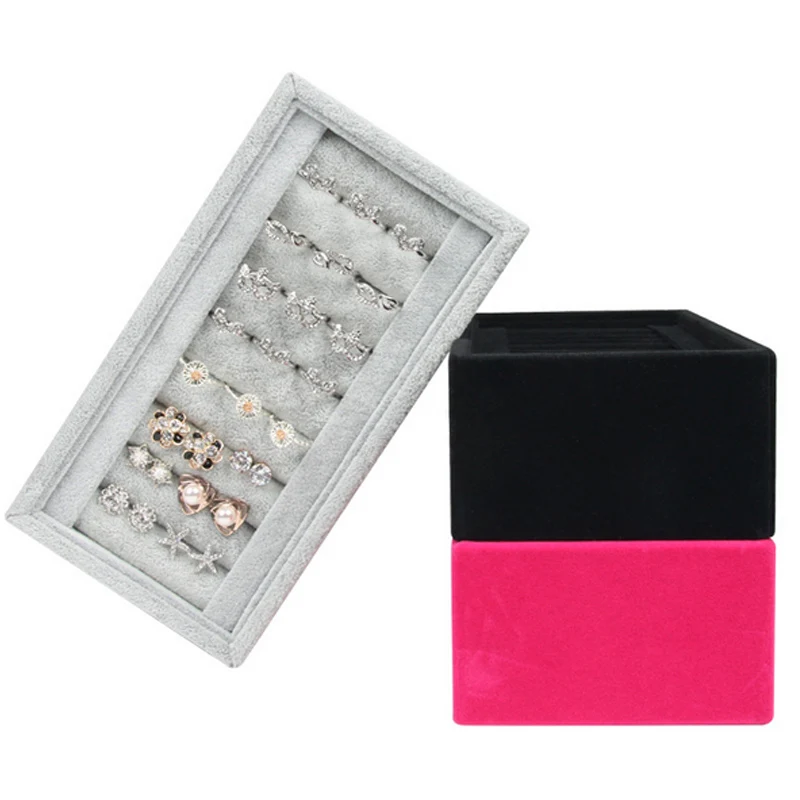 New Fashion Velvet Bracelet Box Earrings Holder Rings Dish Jewelry Case Display Stand Convenient for Women Jewellery Organizer