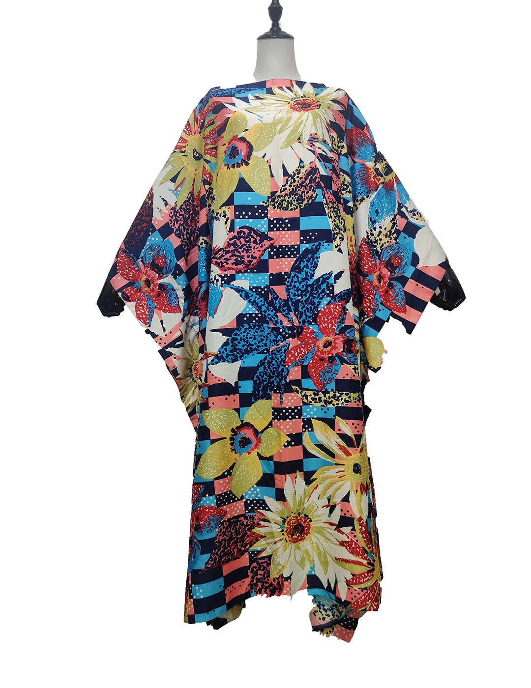 Beautiful Bohemian Ramadan Summer Silk Printed Kaftan Maxi Dresses Oversize Kuwait Beach Sundress For Women