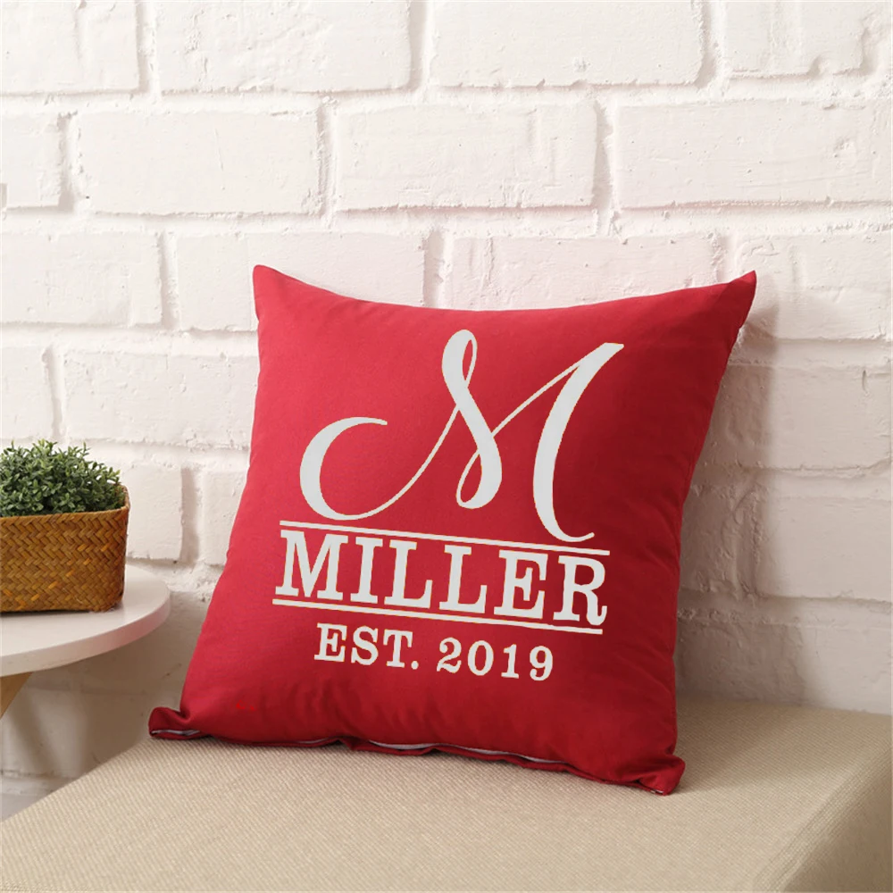 Personalized White Black Printed Cushion Cover Custom Name Throw Pillow Case Anniversary Gifts Home Sofa Decoration Pillowcase