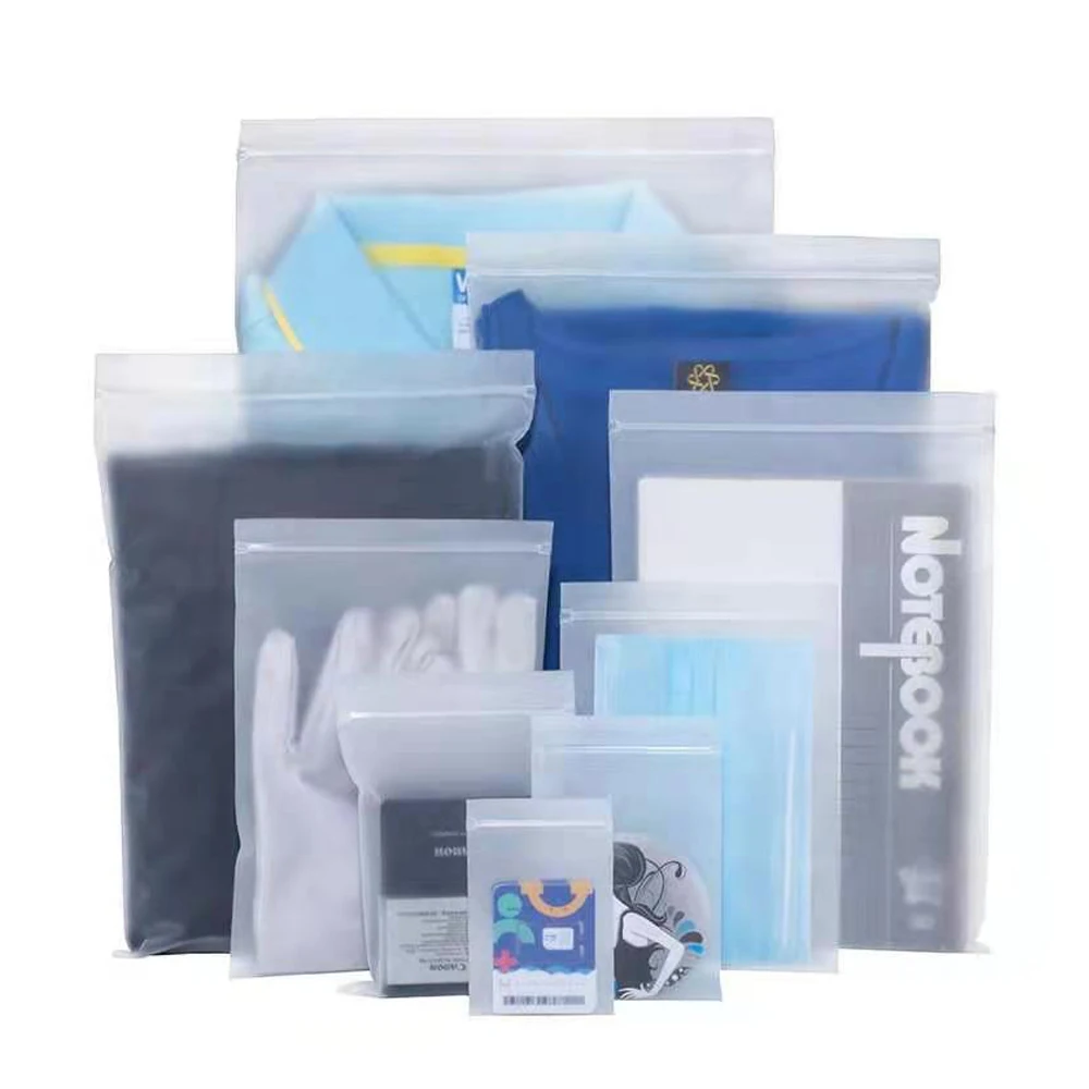 100Pcs CPE Frosted Plastic Zip Lock Retail Packaging Bag Reclosable Zipper Storage for Office Supply Clothes Book Pack Pouches