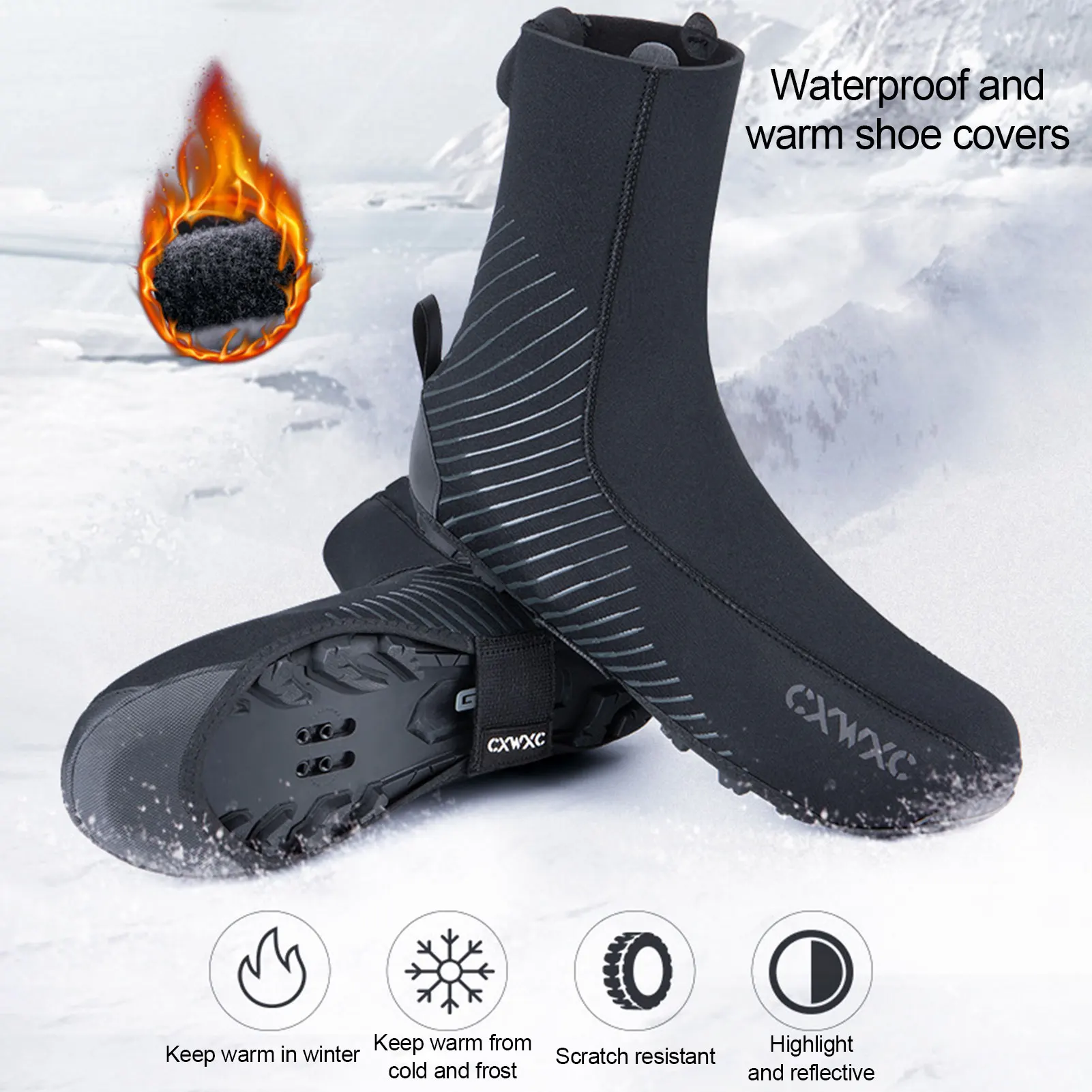 Cycling Boot Cover MTB Shoe Covers Winter Warm Thermal Neoprene Overshoes Waterproof Toe Riding Shoes Covers Booties For Bike