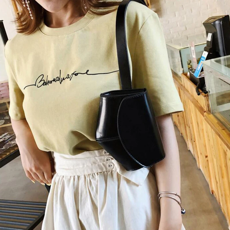 Women Vintage Fanny Pack PU Leather Waist Belt Bags Fashion Designer Mini Round Chest Bag Fashion Decor Casual Pouch Coin Purse