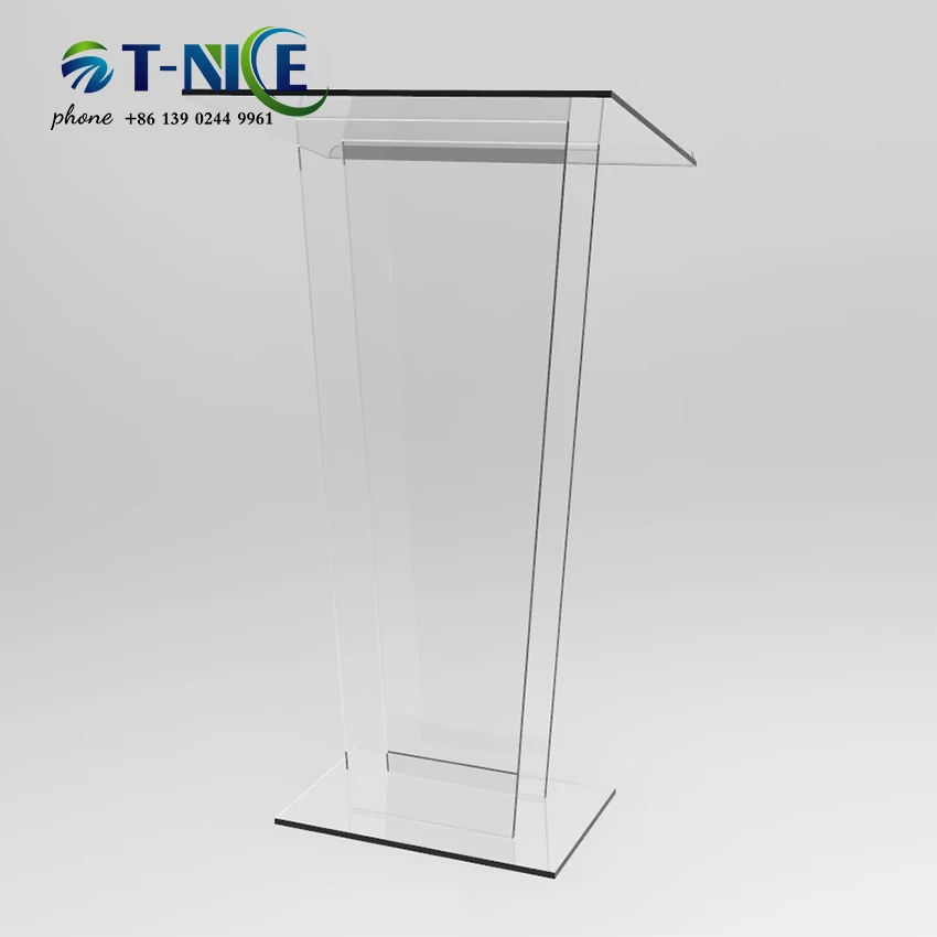 Cheap Lectern Transparent Podium Acrylic Conference Rostrum Custom Church Platform Restaurant Wedding Pulpit Office Lectern