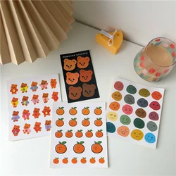 Cute Oranges Smiley Bear Labels Stickers Stationery Cell Phone Case Laptop Kawaii Decorative Seal Japanese Sticker Scrapbooking