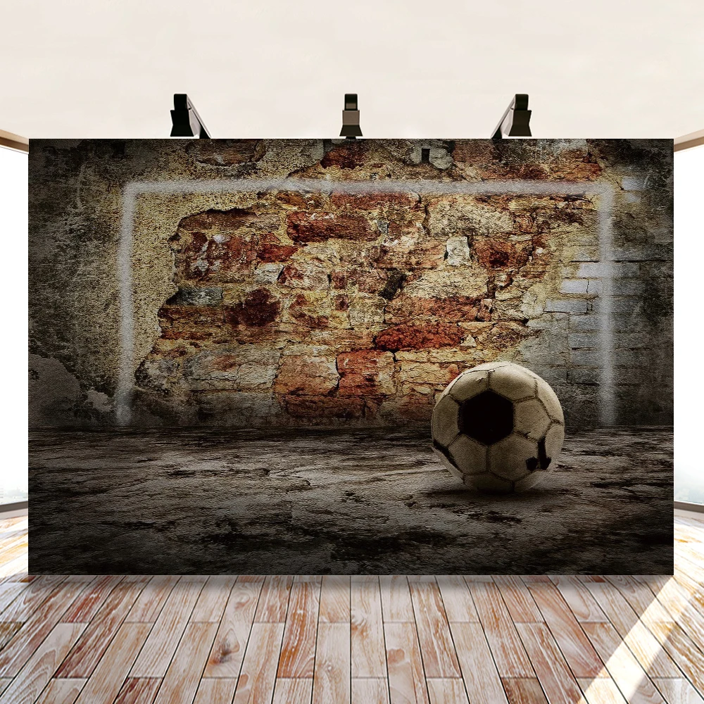 LATAR BELAKANG Fotografi Vintage Dinding Bata Sepak Bola Latar Belakang Baby Shower Anak Potret Photophone untuk Foto Studio Photocall