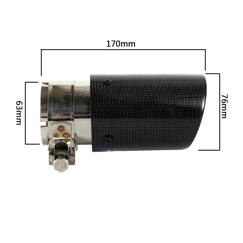 Universal Real Carbon Fiber Tail Car Exhaust Pipe Modified 63mm IN 76/89/101/114mm OUT Durable Round Silencer System 1 Pieces