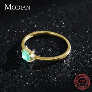 Modian Novo 925 Silber Sterin Mode Emerald Turmalin geschnittene Fingerringe für Frauen elegant einfache Paraiba Silber Fine Schmuck 8 Hauptverkäufe Frauen -LV -Gürtel - №3