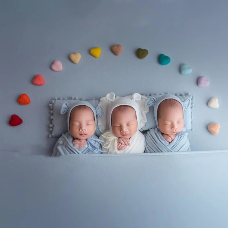 7/10Pcs Neugeborenen Fotografie Requisiten Handgemachte DIY Baby Wolle Filz Regenbogen Sterne Liebe Herz Home Party Decor Fotografie studio Requisiten