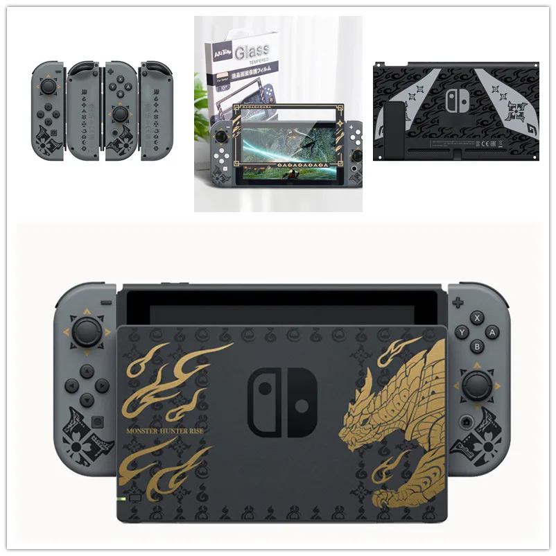 Carcasa de repuesto para Nintendo Switch Limited Monster Hunter RISE, carcasa Joy-con, base de carga, funda para base de TV