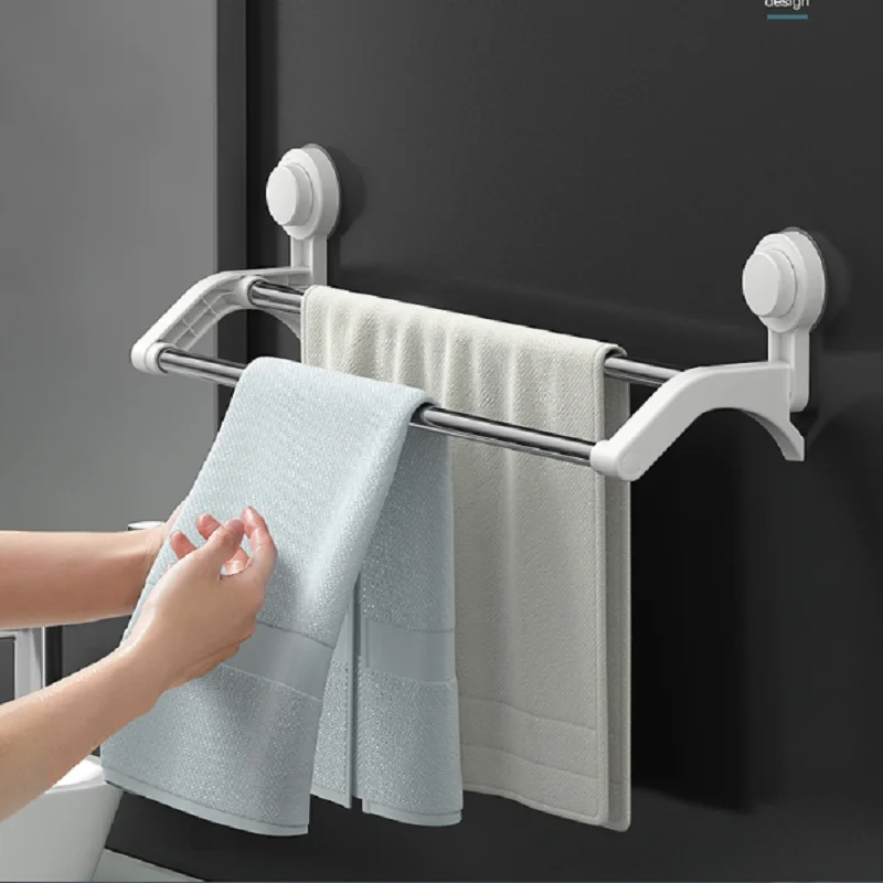 

Stainless Steel Towel Hanger Wall Mounted Bathroom Aluminum Accessories Hook Storage Shower Rack