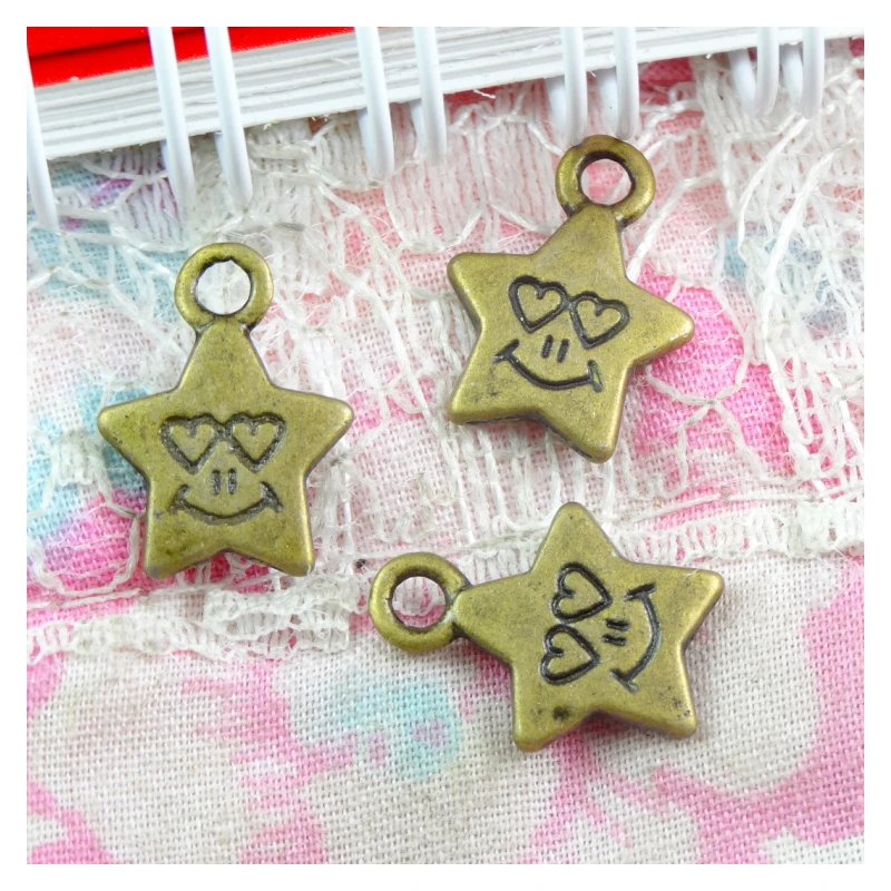 

100pcs 11*14MM Antique Bronze Plated Star Handmade Charms Pendant DIY for bracelet necklace