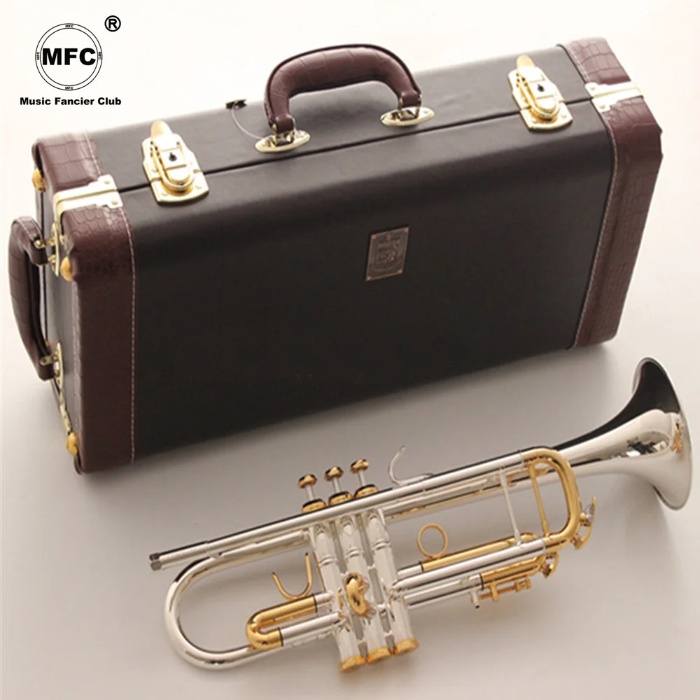 

Music Fancier Club Bb Trumpet LT180S-72 Silver Plated Gold Keys Music Instruments Profesional Trumpets 180S72 Case Mouthpiece